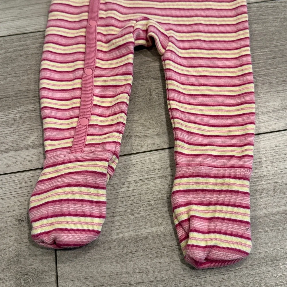 Tea Collection long-sleeve pink striped cotton kimono-style baby footie 3-6m NEW